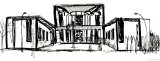 Lucius Pax : Drawing 2012 1 : Gunther Graff 1 : pencil & permanent marker on paper : 65 x 25 cm : title : Kanzleramt Berlin.