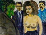 Die Nackte und die Gauner : Lucius Pax : Medium Sized Painting 2018 4 : acrylic on paper : 130 x 100 cm
