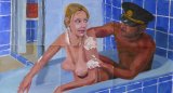 Lucius Pax : Installation 2017 1 : Paintings 20 - 25 : acrylic on paper : 184 x 100 cm : untitled