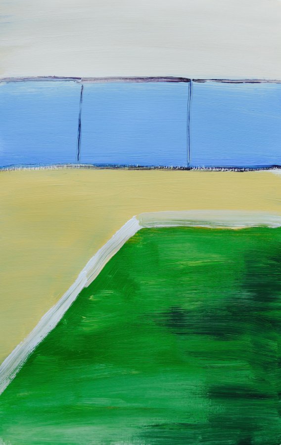 Lucius Pax : Small Painting 2016 52 : Around this World 34 : acrylic on paper : 32,7 x 50,4 cm : untitled