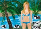Me at the Love Pool : Lucius Pax : 2021 136 : acrylic and paper on paper : 105 x 75 cm