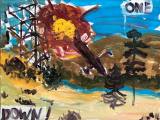 One down! : Lucius Pax : 2020 27 : acrylic on paper : 100 x 75 cm