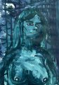 Introducing hunter Bärbel, just after she has killed a wild boar and pulled out the organs (I thought it was better to capture the moment just after that) : Lucius Pax : 2025 67 : acrylic on paper (acid free) : 57 x 75 cm