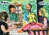 Mahlzeit : Lucius Pax : 2024 45 : acrylic and paper on paper : 105 x 75 cm