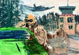 Die verschwundene I / The missing I / De missende I : Lucius Pax : 2024 56 : acrylic on paper : 105 x 75 cm