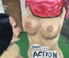 “And ... Action” (a scene from an adult film) : Lucius Pax : 2020 154 : acrylic on paper : +/- 83,3 x 68,1 cm