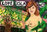 Love island  Lucius Pax : 2021 135 : acrylic and paper on paper : 105 x 75 cm