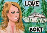 Love boat   Lucius Pax : 2021 137 : acrylic and paper on paper : 105 x 75 cm