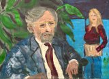 The professor to her student: "Don't worry, it will be fine." : Lucius Pax : 2023 42 : acrylic on paper : 105 x 75 cm