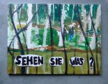 Lucius Pax : Small Painting 2019 1 : Artificial Life : acrylic and linen on linen : 100 x 75 cm : title : Sehen Sie was?