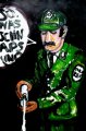 Lucius Pax : Small Painting 2014 7 : Torres Daxler 83 : pencil & acrylic on paper : 42,9 x 65 cm : title : Polizeibeamter: “So. Was Schnaps und …”
